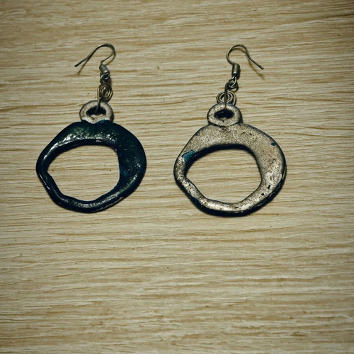 Handmade earrings green-blue