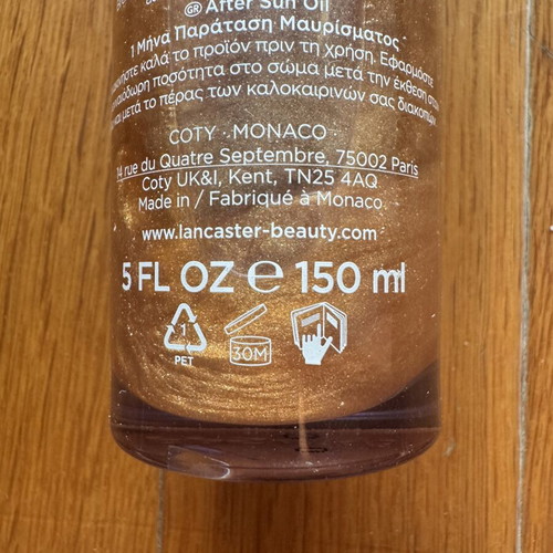 Lancaster Golden Tan Maximizer After Sun Oil 150ml unused