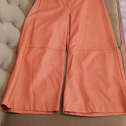 Moutaki leather-look pants orange new, wide leg