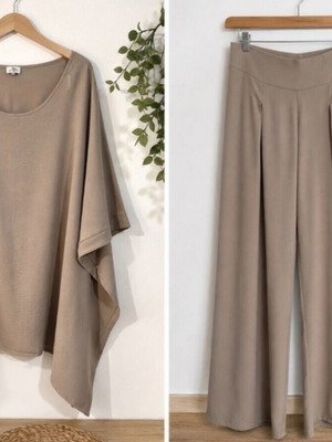 Tunic and wide-leg pants set, Greek brand, size up to 90 waist