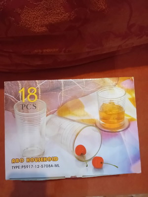 Set of 18 glass beer, water and wine glasses