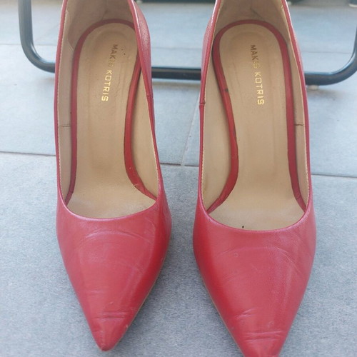 Makis Kotris red high leather pumps used, size 37