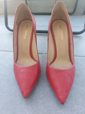 Makis Kotris red high leather pumps used, size 37