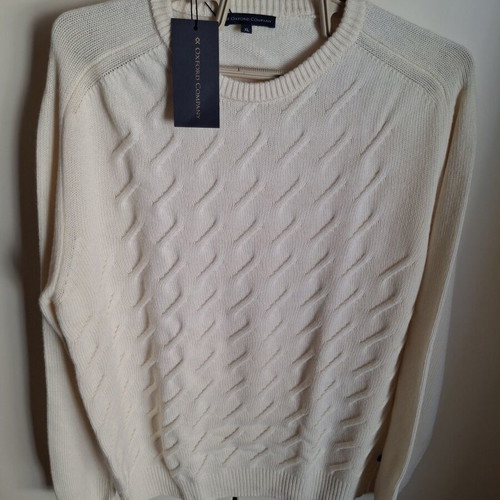 Oxford Company men's sweater XL new, off-white, relaxed fit