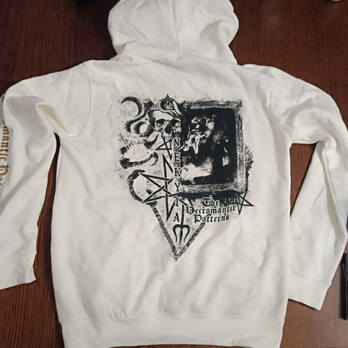 Acherontas - NEKYIA zipped hoodie, white with black and gold print