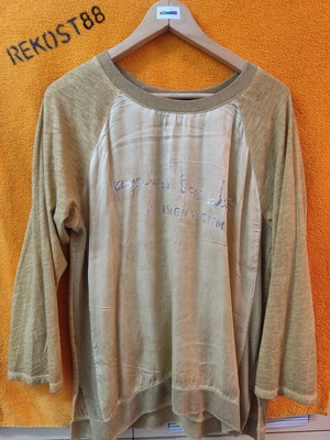 Long-sleeve women's blouse used, beige and gold, size L