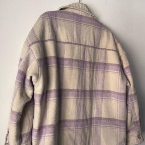 Pull&Bear plaid overshirt jacket in purple-beige shades like new