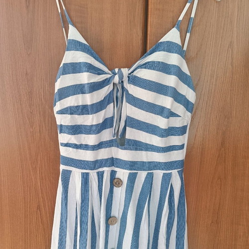 Striped midi dress like new, blue and white with cups