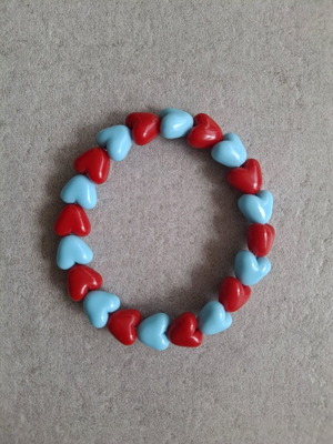 Handmade bracelet with heart beads made to order