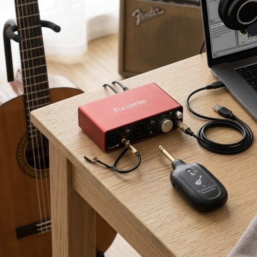 Wireless transmitter and receiver set for guitar and bouzouki