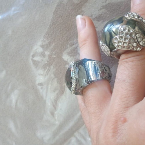 Set of 3 bulky rings used, size 18.5, missing some stones