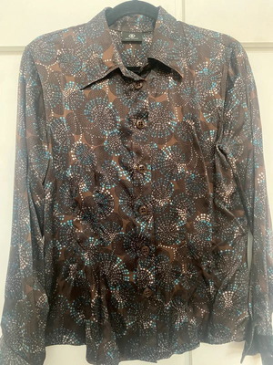 Bogner women's used 100% silk brown shirt XL