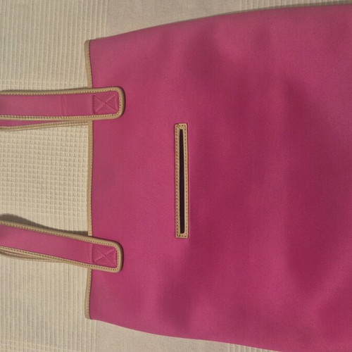 Juicy Couture shoulder bag pink fabric with beige leather trim like new