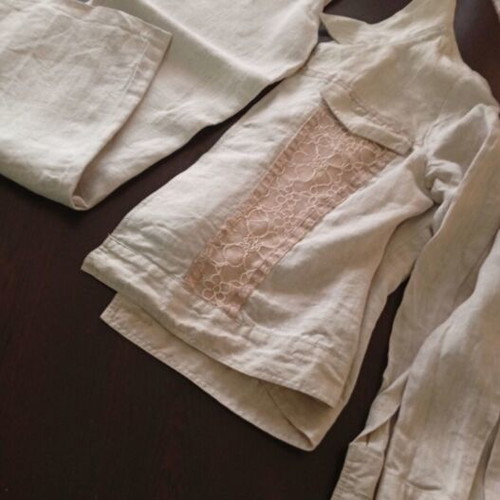 Linen beige suit set Abysse like new, size 52