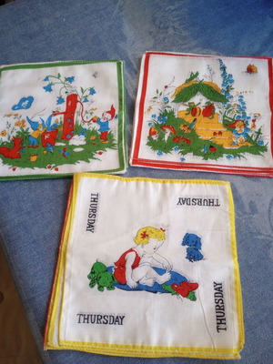 Vintage children's handkerchiefs set of 12 new