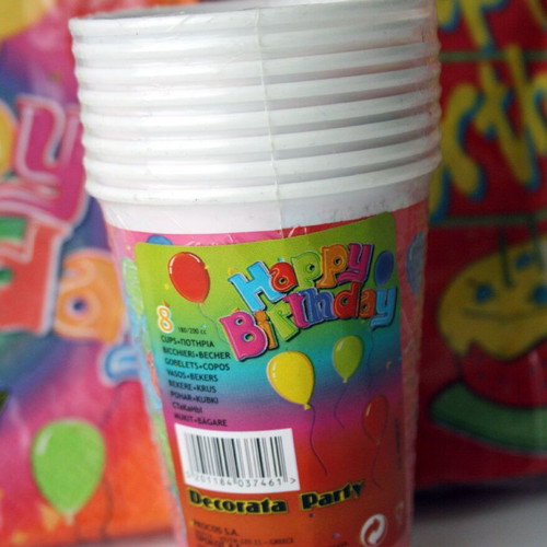 Vintage 90's Happy Birthday party set 40 napkins 8 cups Decorata new