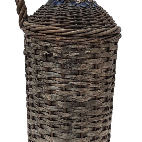 Antique Demijohn 3L Brown Glass and Wicker Early 20th Century Used