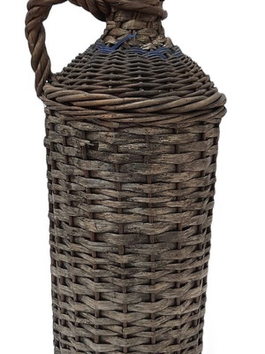 Antique Demijohn 3L Brown Glass and Wicker Early 20th Century Used