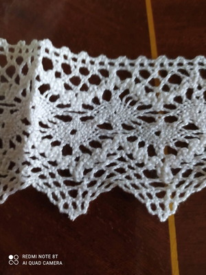 White machine lace 17 meters 2 pieces, 6 cm height, cotton, new