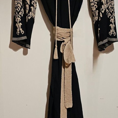 Aggel Knitwear Black Long Dress New With Gold Embroidery