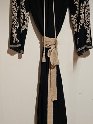 Aggel Knitwear Black Long Dress New With Gold Embroidery