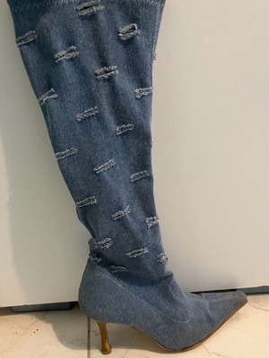 Denim boots used, size 36, 8.5 cm heel