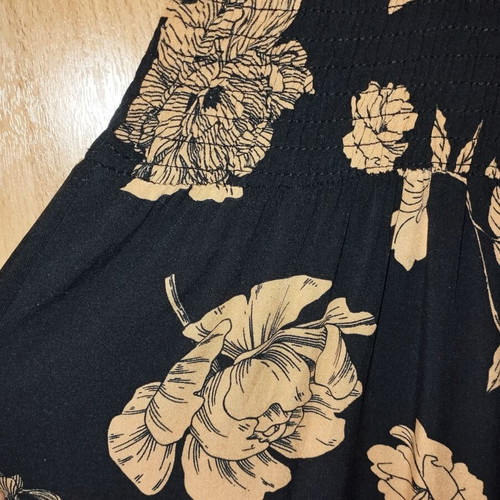 Long summer floral dress black with beige-brown flowers like new