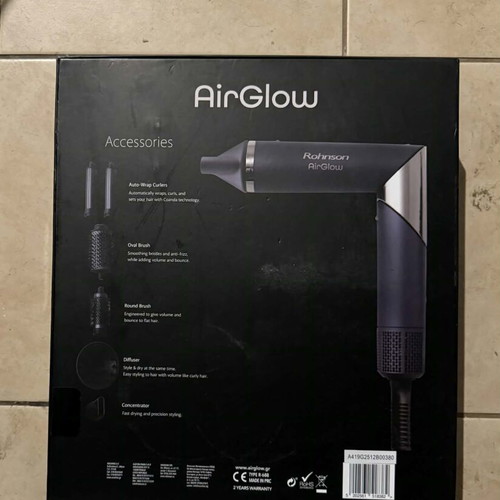 Rohnson Airglow πιστολάκι μαλλιών καινούργιο με 6 κεραμικά εξαρτήματα