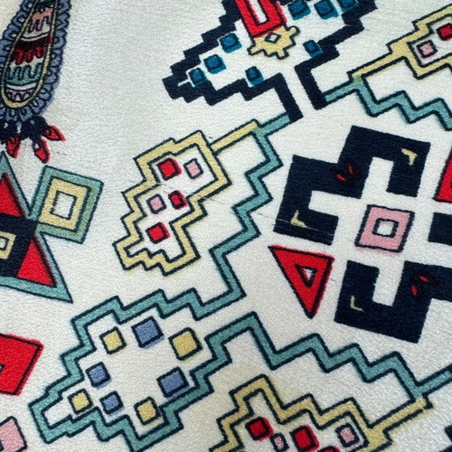 Silk scarf with paisley pattern used, hand-hemmed, multicolor 102x105 cm