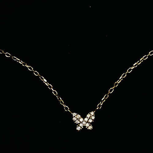 Anna Maria Mazaraki Silver Gold-Plated Butterfly Necklace with Zircon 40-45cm