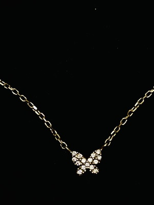 Anna Maria Mazaraki Silver Gold-Plated Butterfly Necklace with Zircon 40-45cm