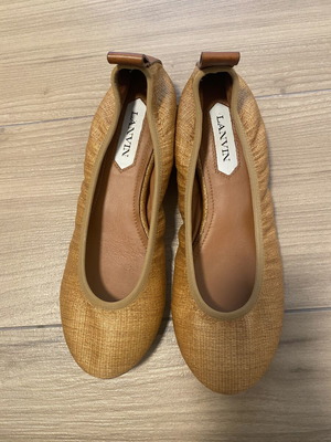 Lanvin leather ballerinas with raffia size 39 like new, gold