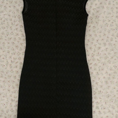 On Line black dress with sparkles like new, zig zag pattern, size S
