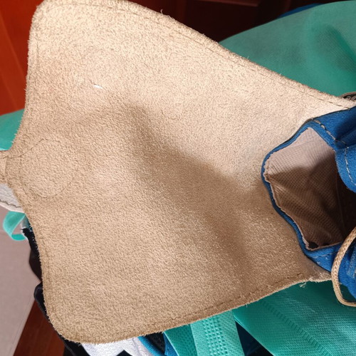 Leather medium backpack blue with light grey