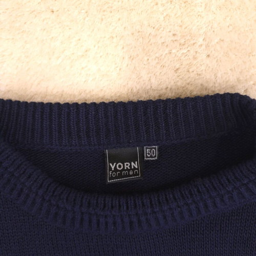 YORN for men sweater with jacquard embroidery, size XL, blue