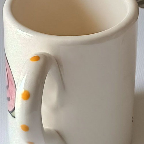 Toddlers mug snail, new, hand painted earthenware