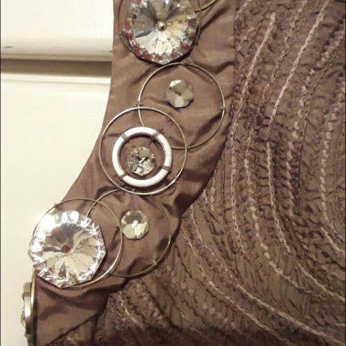 Dress used brown, 100% silk with crystals, size S