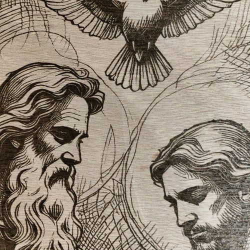 Engraved icon The Holy Trinity new with stand