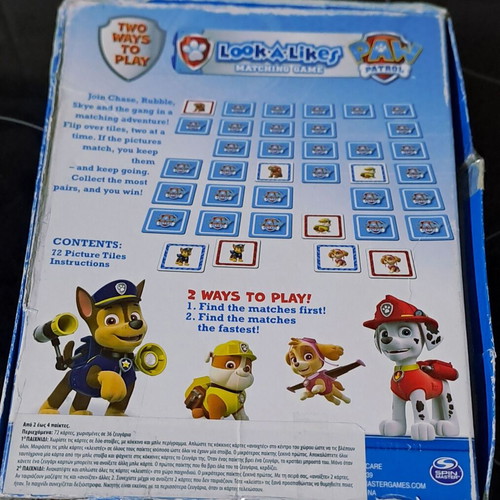 Paw Patrol Memory Game used, for 2-4 players 3+ years