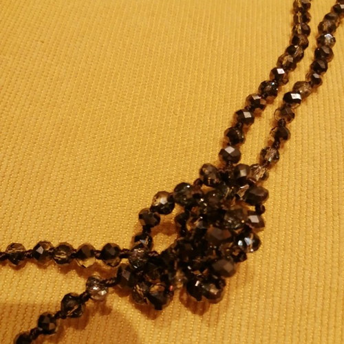 Necklace with glass gray-silver beads used