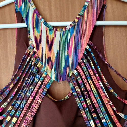 Maxi dress like new, colorful, backless, elastic, sizes S/M