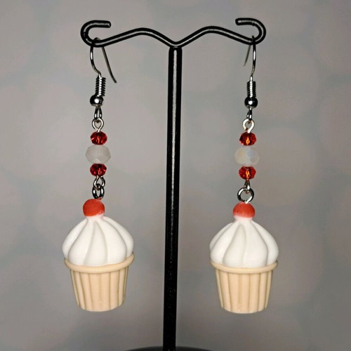 Handmade cupcake earrings new with crystals