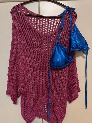 Fuchsia Metallic Yarn Blouse Size M New From Italy