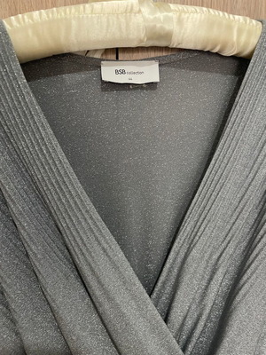 BSB cocktail mini dress, silver/grey, draped with gathers, size 44
