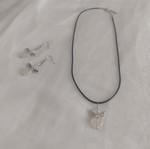 Little Angels #2 Necklace and Earrings Set with Clear Crystal, New