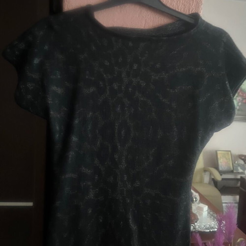 Escada blouse new with unique weave and metallic details, black, size S