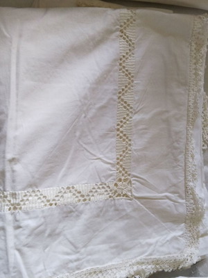 Set of handmade bed sheets and pillowcases with azur, new