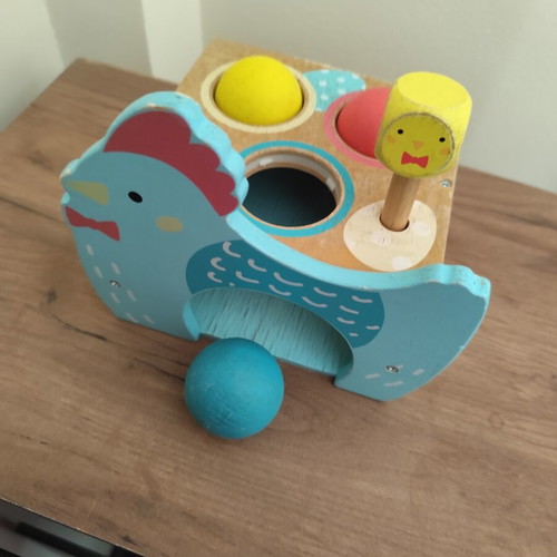 Montessori Djeco Wooden Chicken Hammer Game used