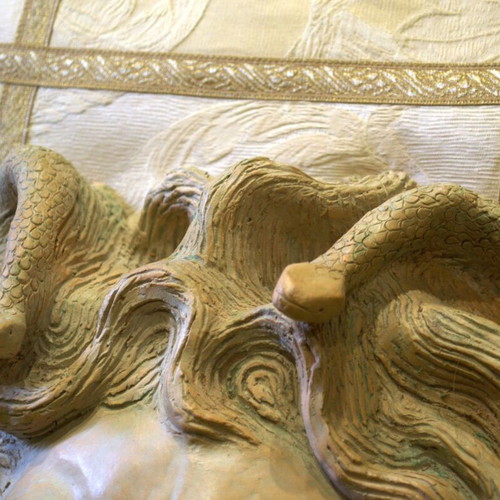 Medusa Gorgon Wall Sculpture handcrafted, large, like new ceramic art