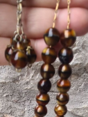Tiger Eye Worry Beads new with gold-colored steel chain